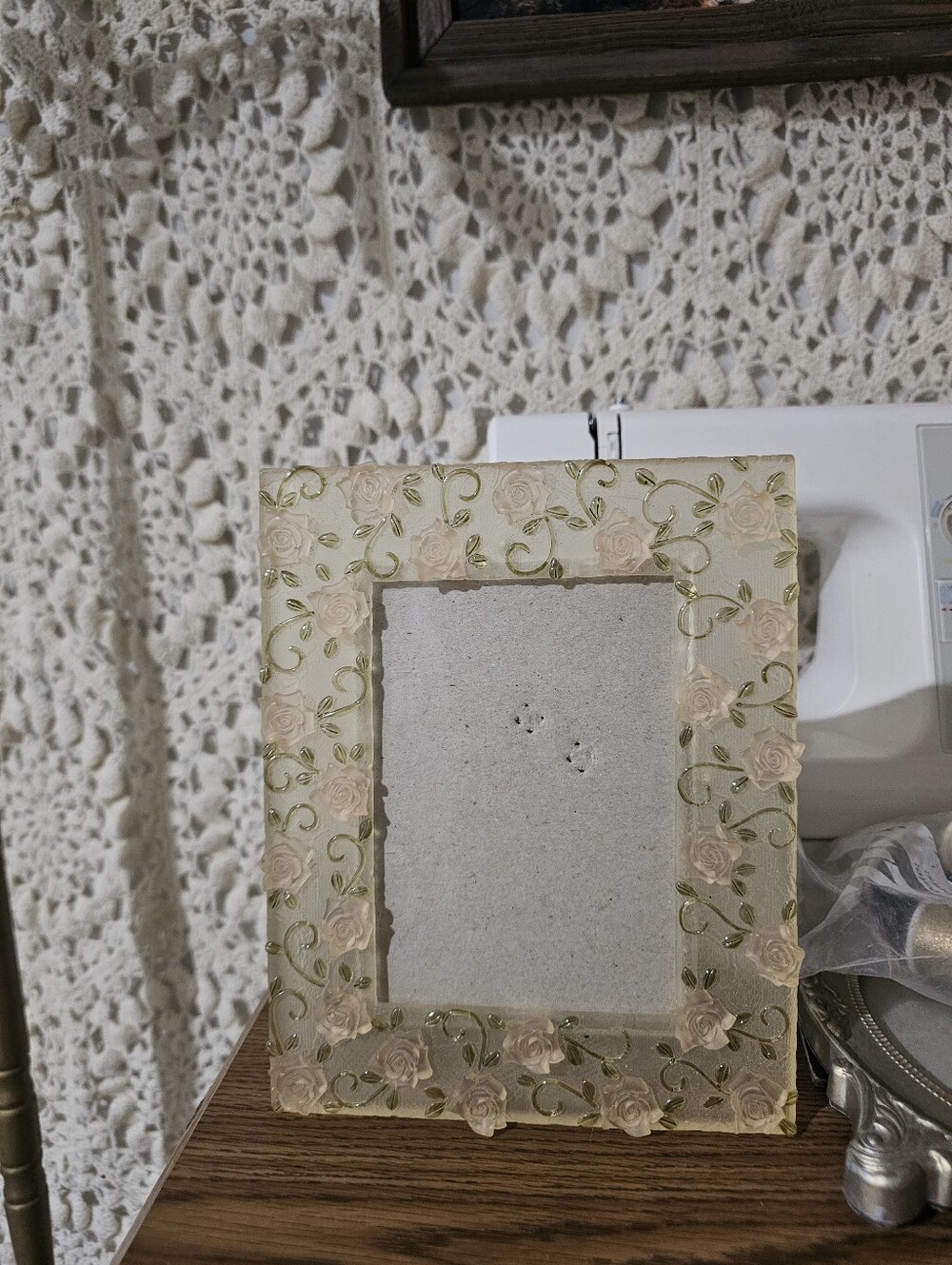 VINTAGE Ornate Ganz 8" x10" Photo Frame Composite Floral  Design